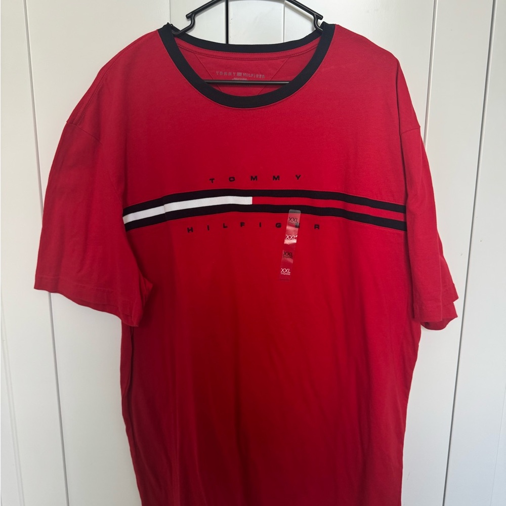 Tommy Hilfiger Red and Black Men's Tee